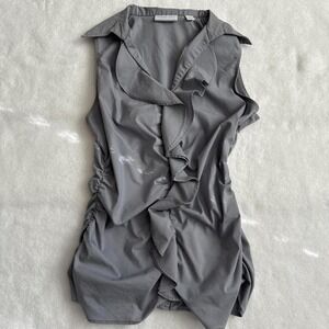 Y2K office siren fitted ruffled blouse